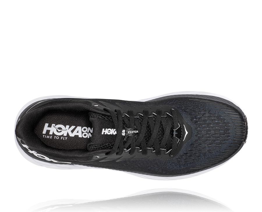 Hoka Australia One One Clifton 7 - Mens Running Shoes Black/White - PQVNH-5314